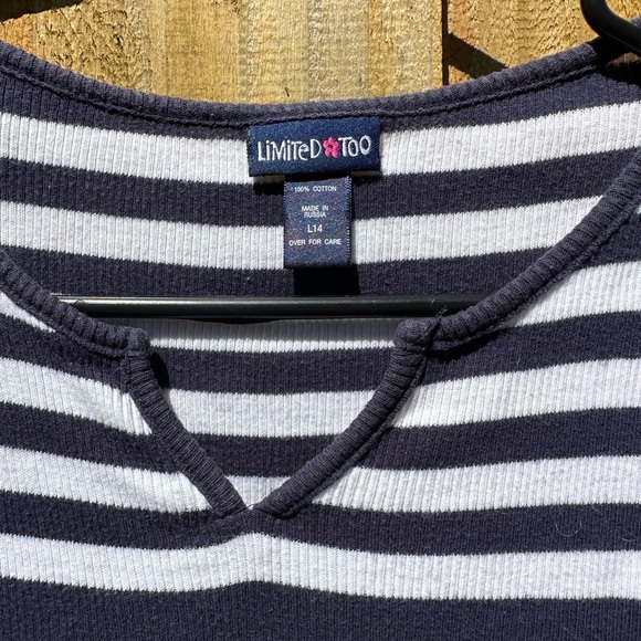 Limited Too Y2K Navy and White Striped Sleeveless Tank Top Size XS/S - Picture 3 of 3